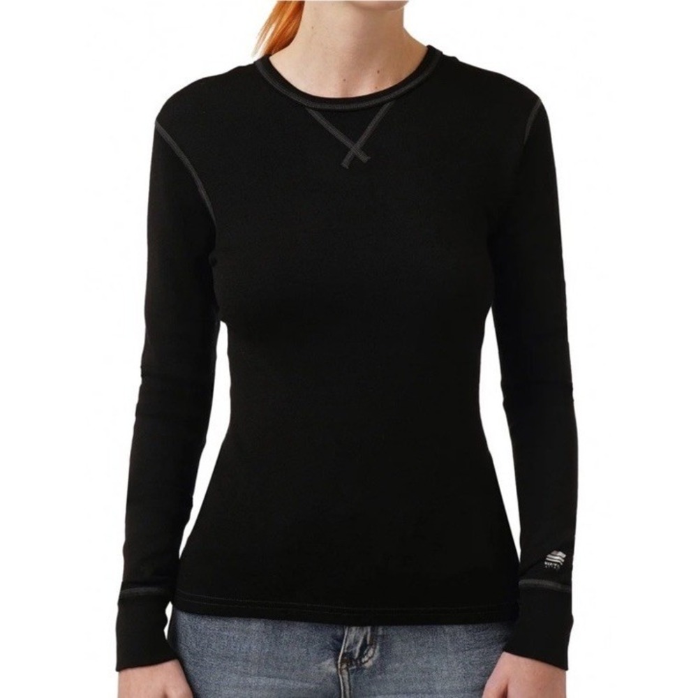 NEW Meriwool Layers Women's Merino 400 Heavyweight Crew Base Layer Wool Black XS